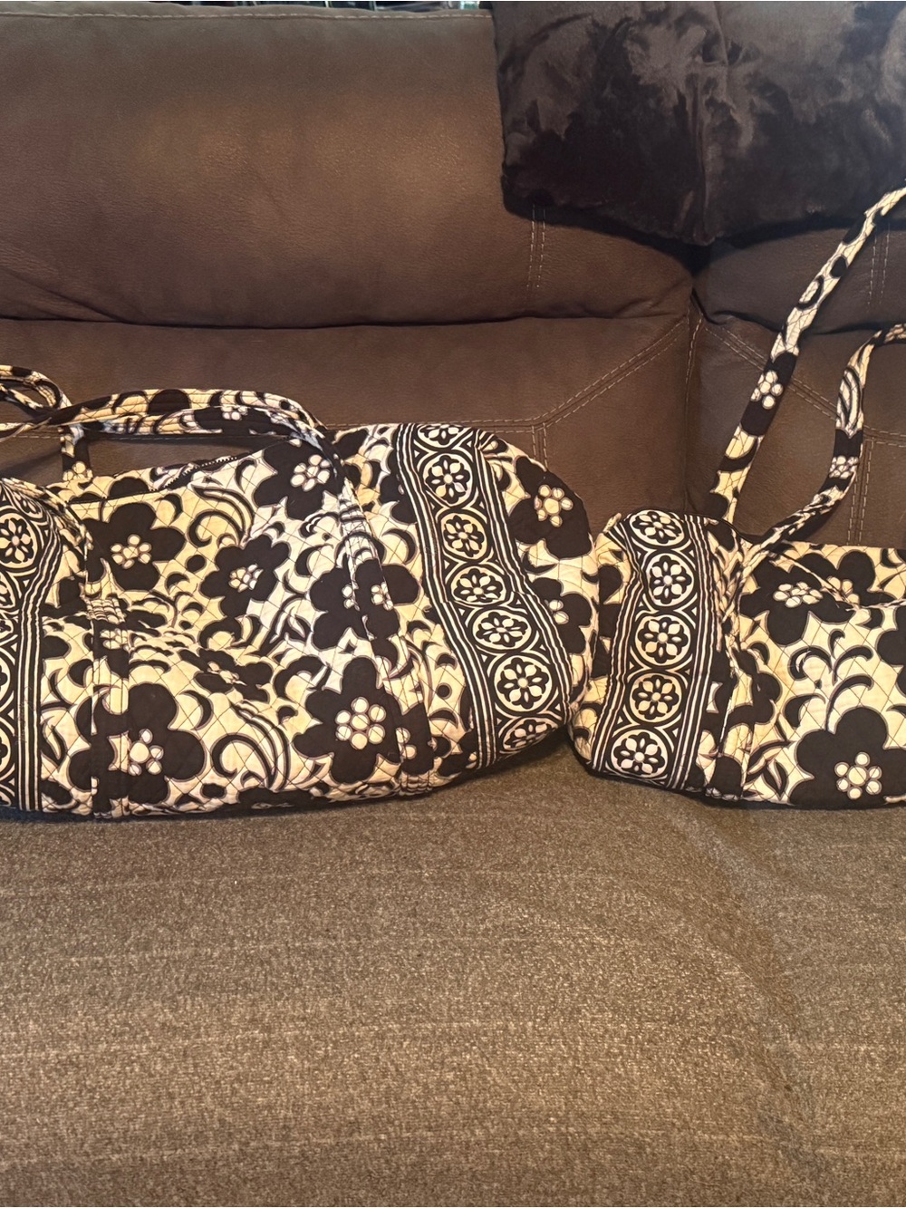 Quilted Vera Bradley duffle set in Night & Day!